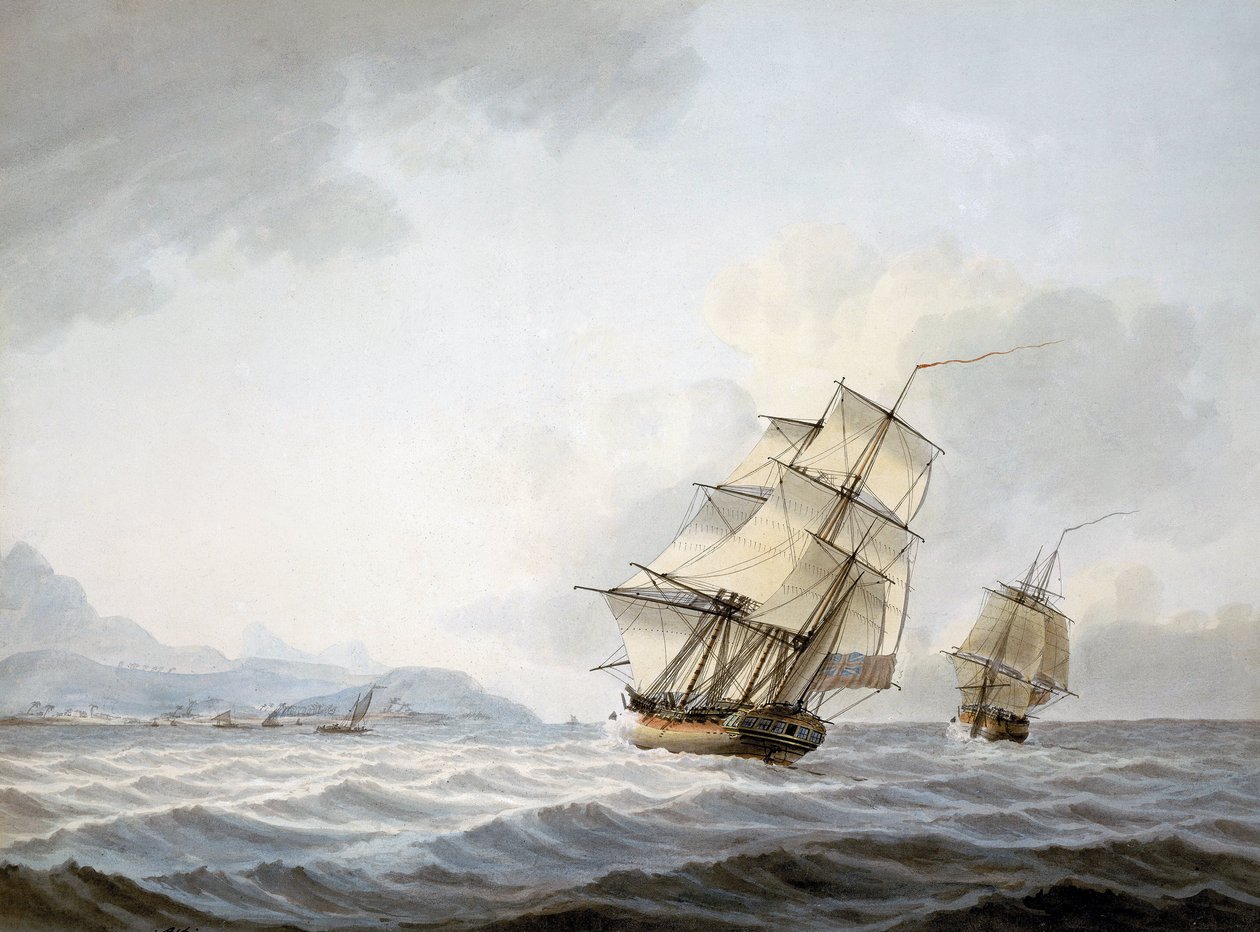 The Ships 'Resolution' and 'Discovery' off the Coast of Tahiti, During ...