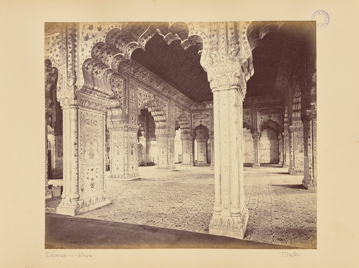 Delhi; The Palace, Interior of the Dewan-i-Kass by Samuel Bourne