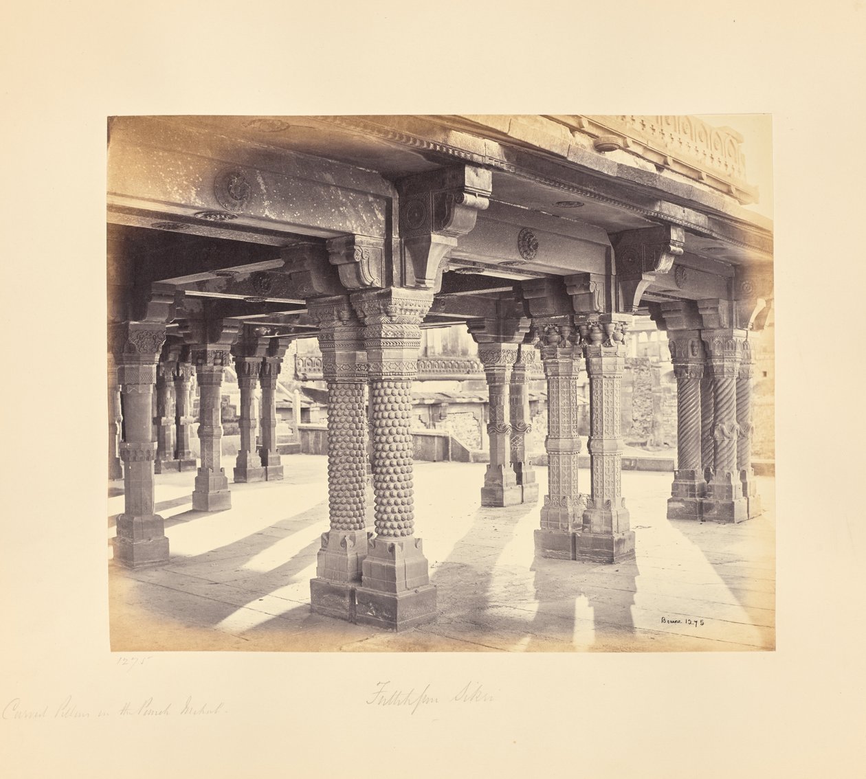 Fatehpur Sikri; Carved Pillars in the Panch Mahal by Samuel Bourne