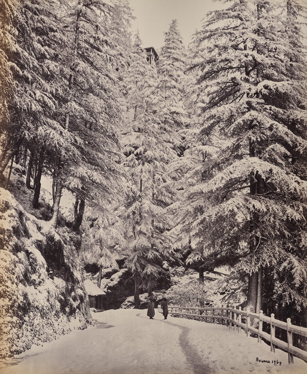 Shimla. View on the Mall in Winter by Samuel Bourne
