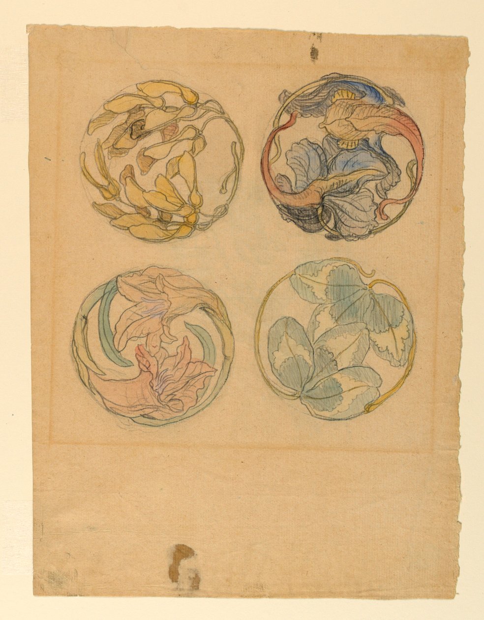 Flower Studies (Four Designs for Circular Ornaments), 1880–90 by Samuel Colman