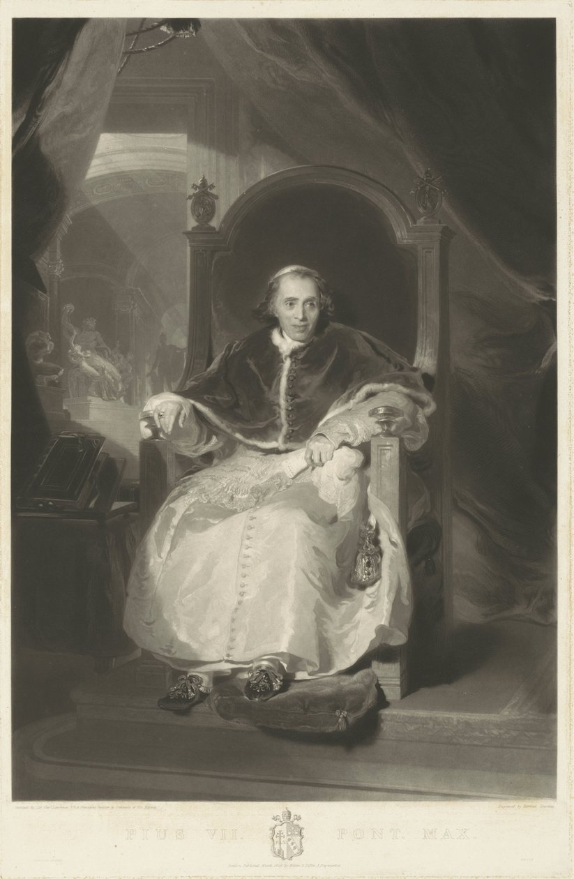 Portrait of Pope Pius VII by Samuel Cousins: Fine art print