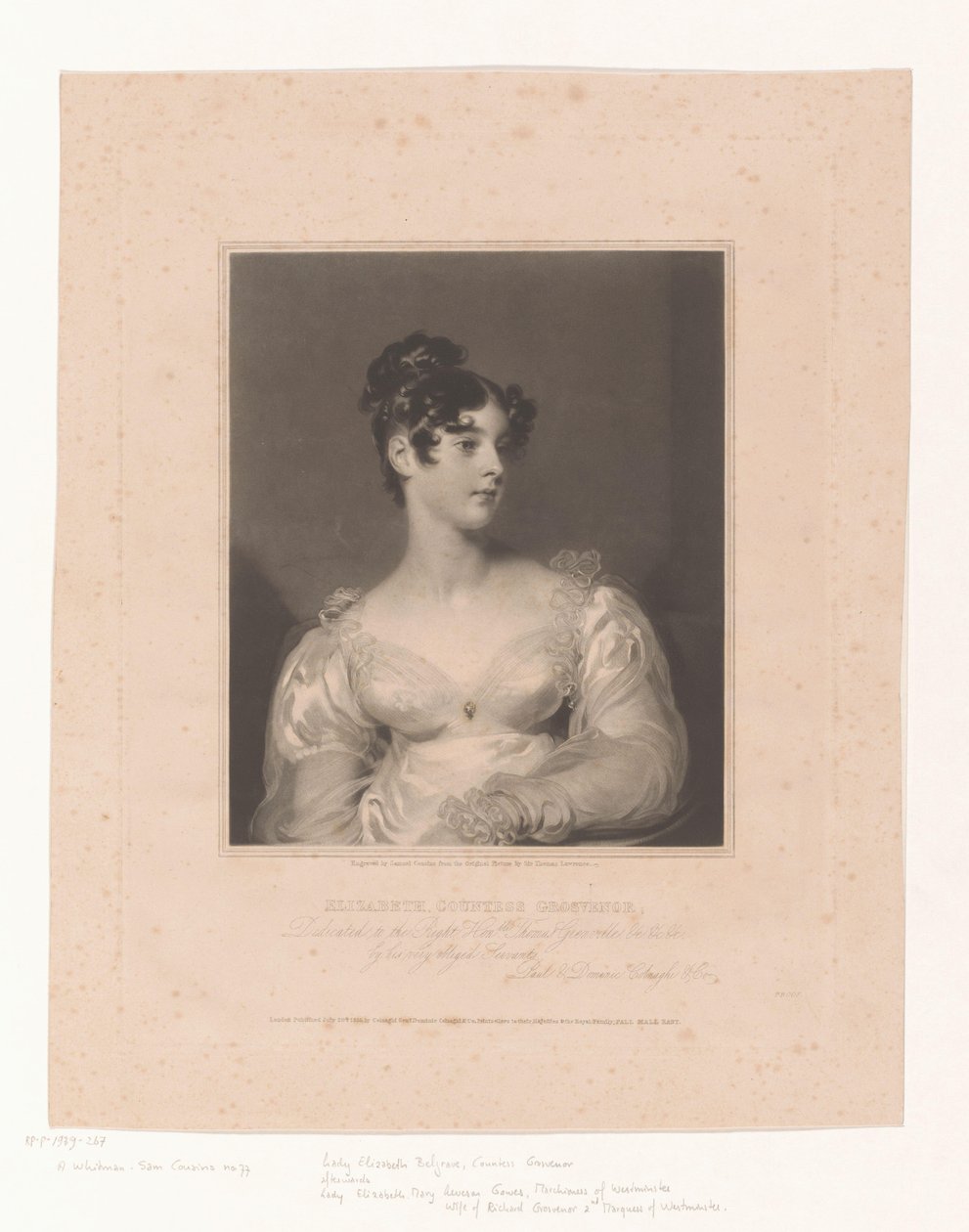Portrait of Elizabeth Leveson-Gower (Elizabeth Countess Grovenor) by Samuel Cousins