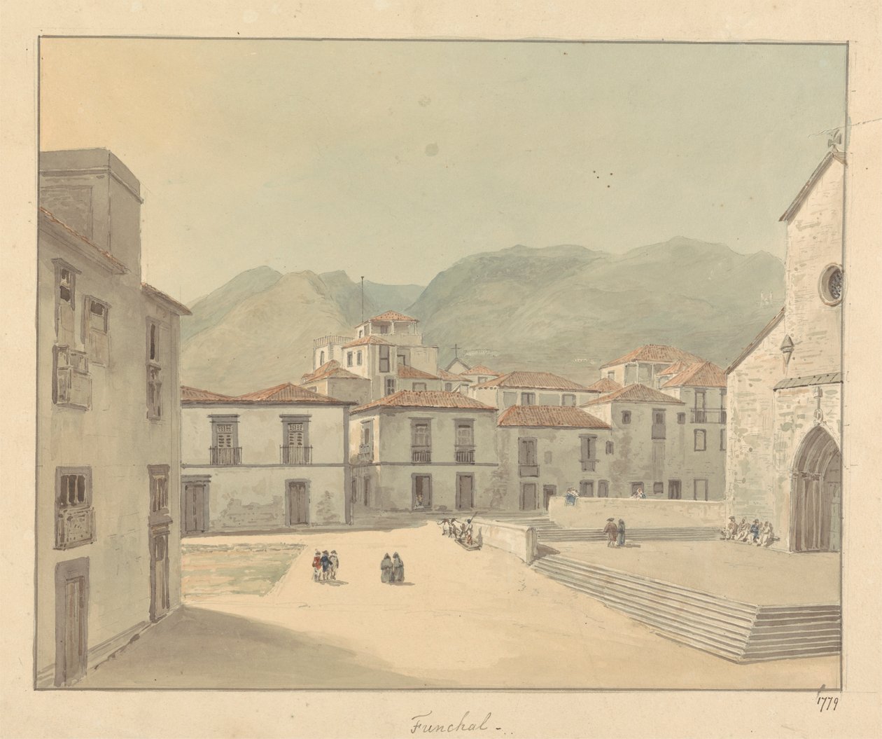 Funchal, Madeira: A Square with a Church by Samuel Davis