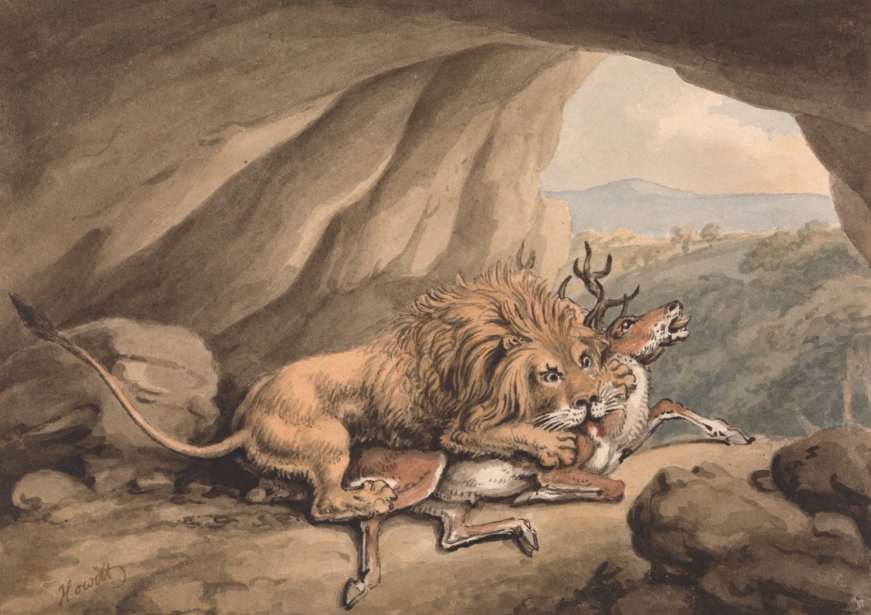 Lion Attacking a Stag by Samuel Howitt