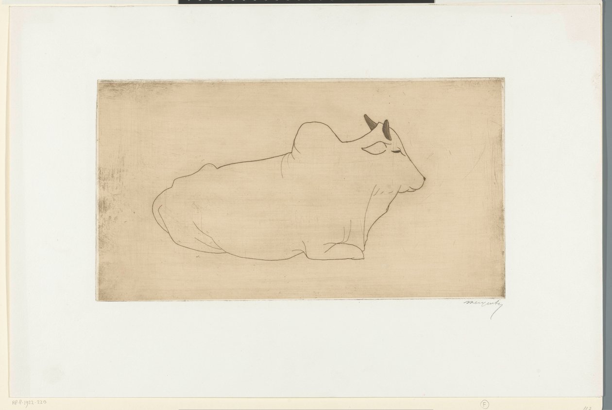 Lying Zebu by Samuel Jessurun de Mesquita (signed by artist)