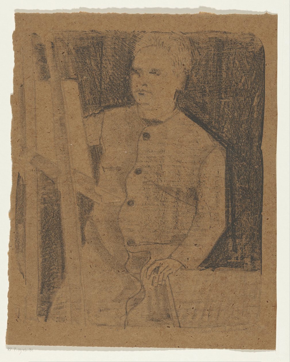 Self-portrait behind easel by Samuel Jessurun de Mesquita (signed by artist)