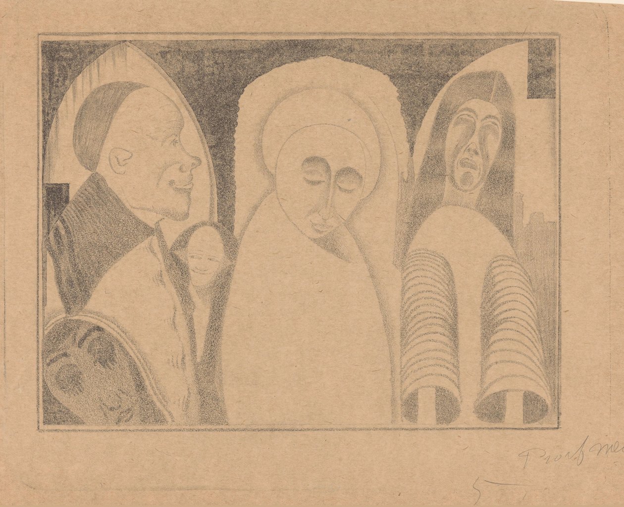 Fantasy: Various Figures, the Rightmost with Sleeves Like Tubes by Samuel Jessurun de Mesquita