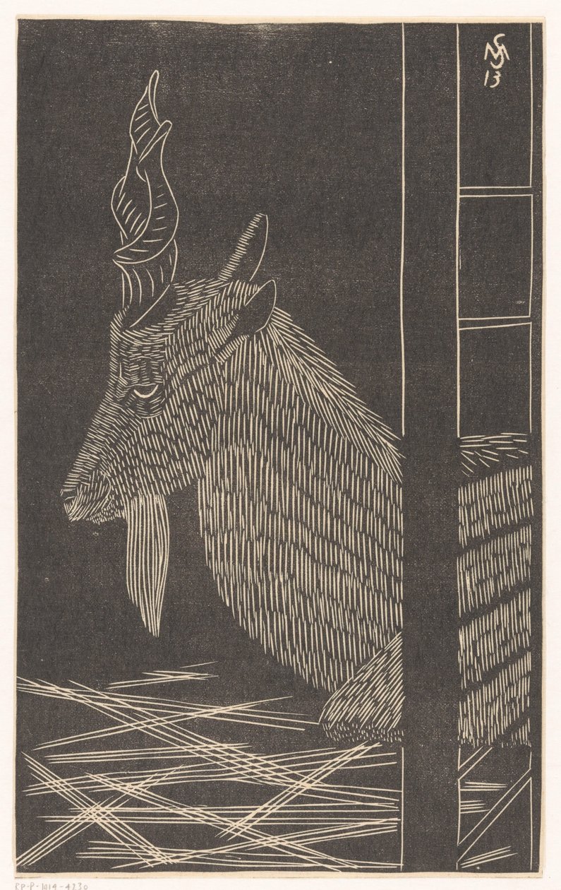 Markhor Goat (Sitting Deer in a Cage) by Samuel Jessurun de Mesquita
