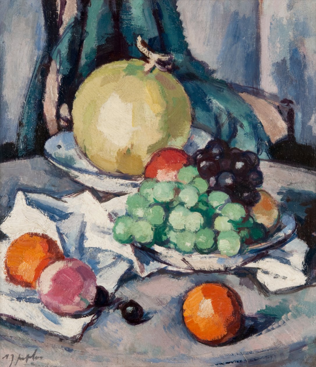 Mixed Fruit - Melon, Grapes and Apples, c.1926 by Samuel John Peploe