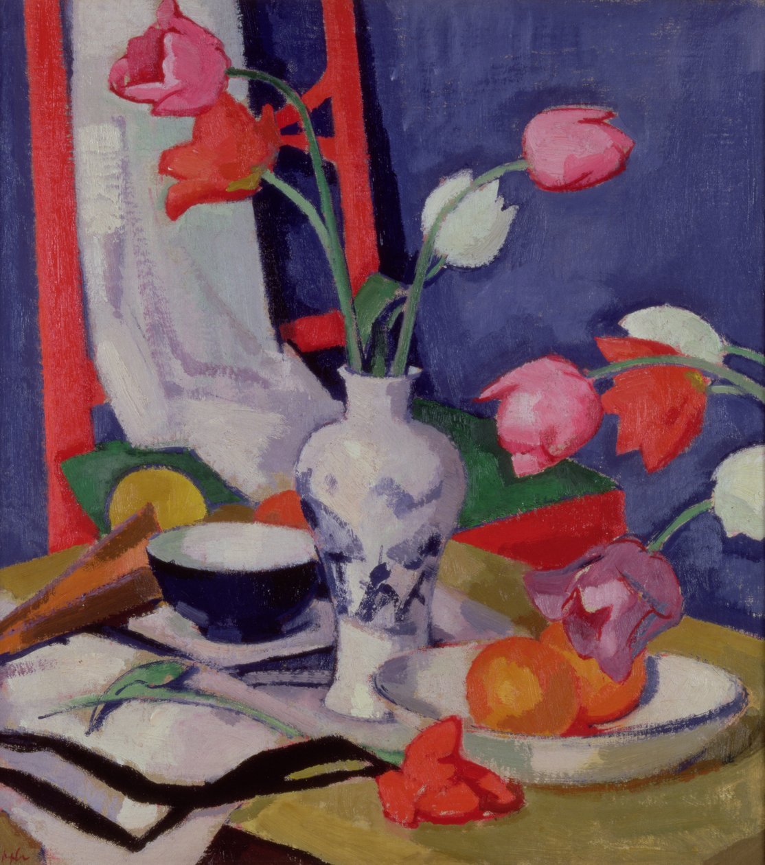 Tulips and Fruit by Samuel John Peploe