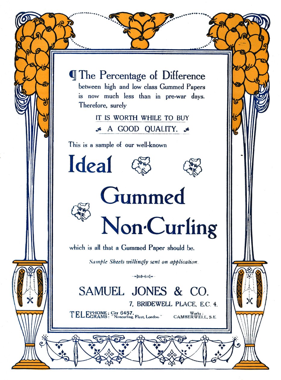 Samuel Jones & Co. - Ideal Gummed Non-Curling Advert by Samuel Jones