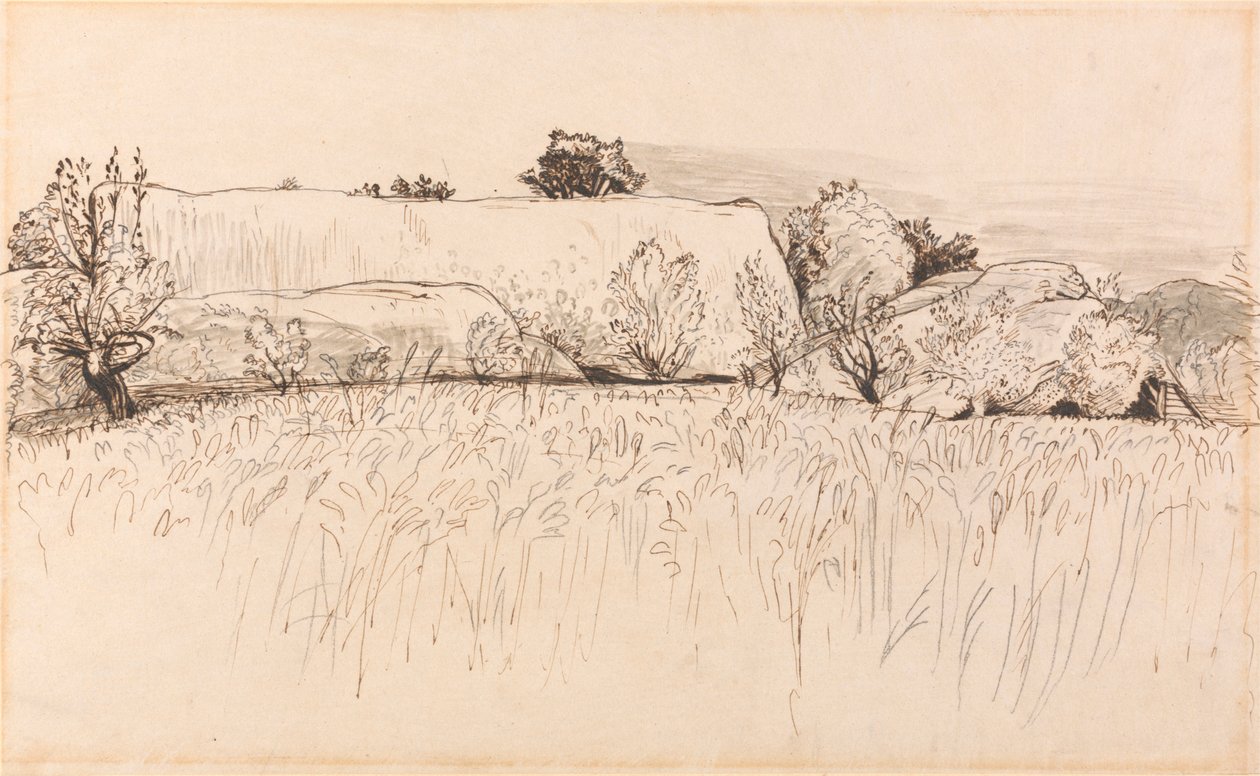 Cornfields with Barn, Shoreham by Samuel Palmer