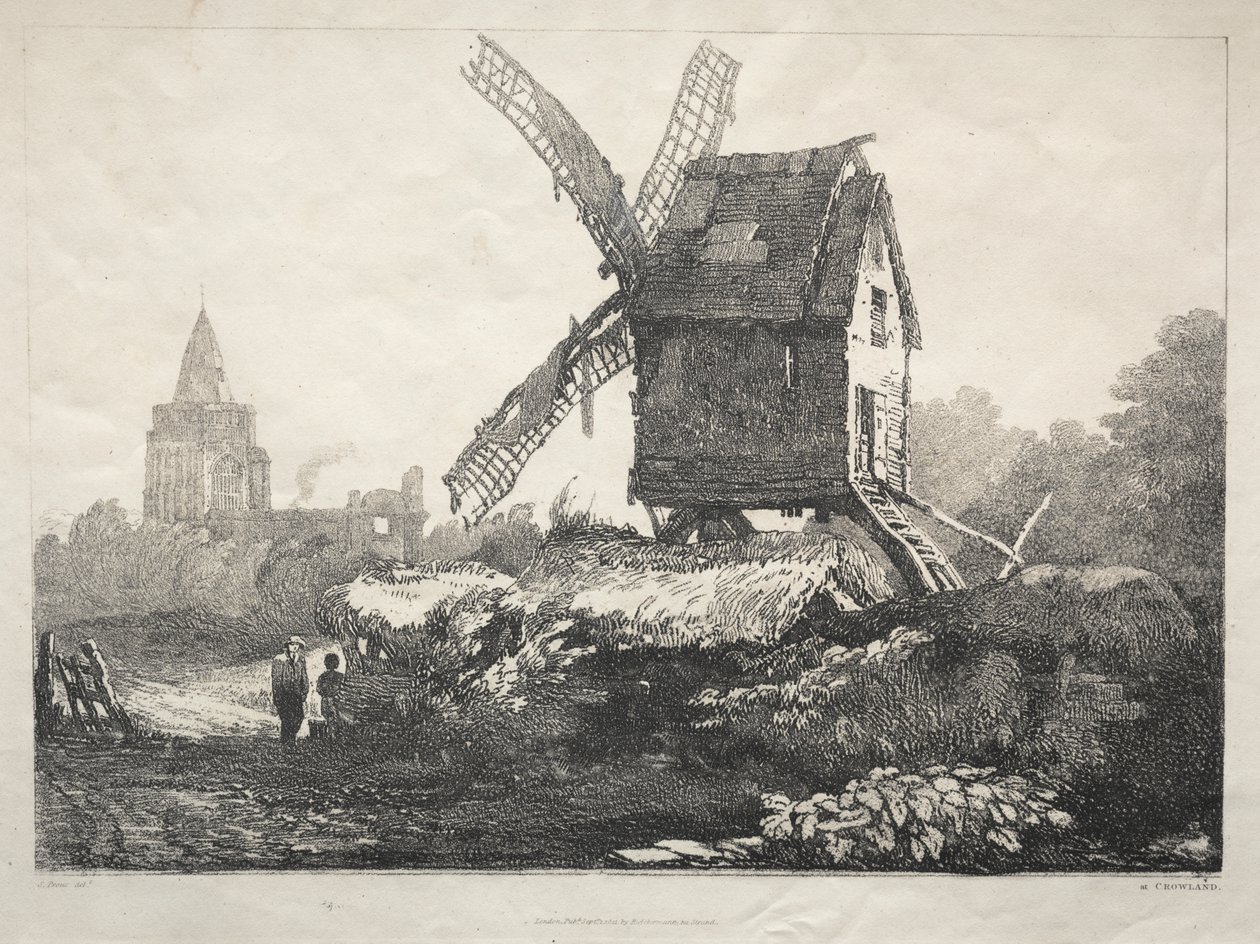 At Crowland, Windmill by Samuel Prout