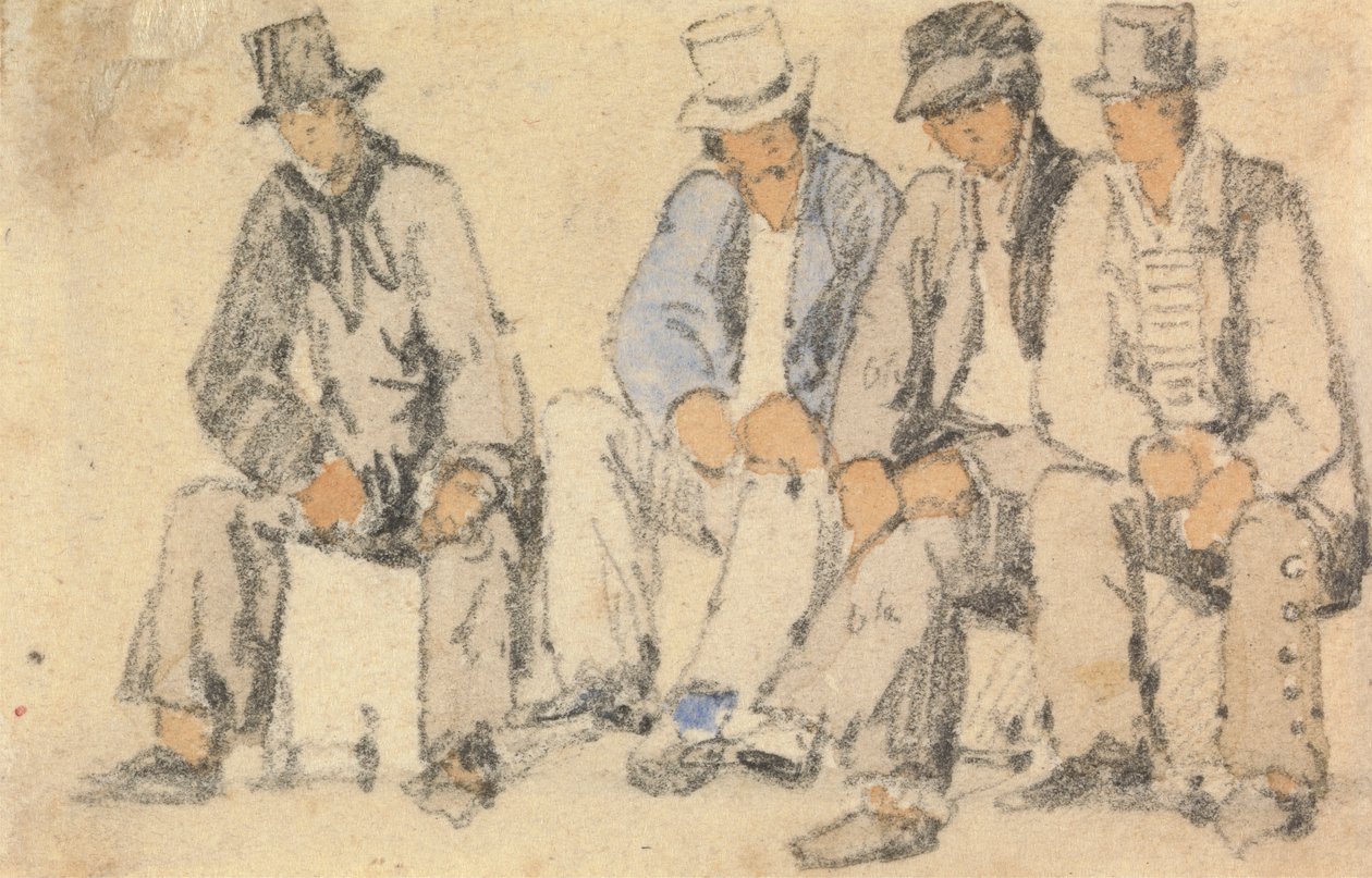 Group of Four Seated Men by Samuel Prout