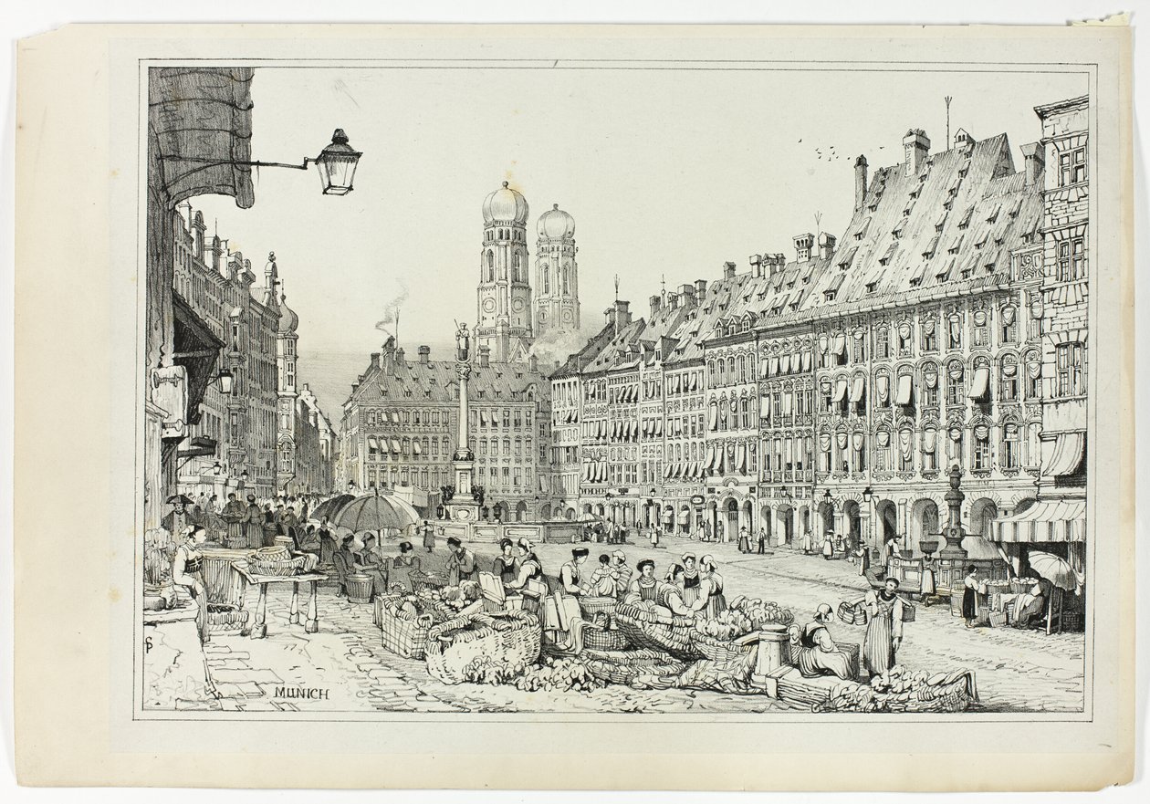 Munich, from Facsimiles of Sketches made in Flanders and Germany by Samuel Prout