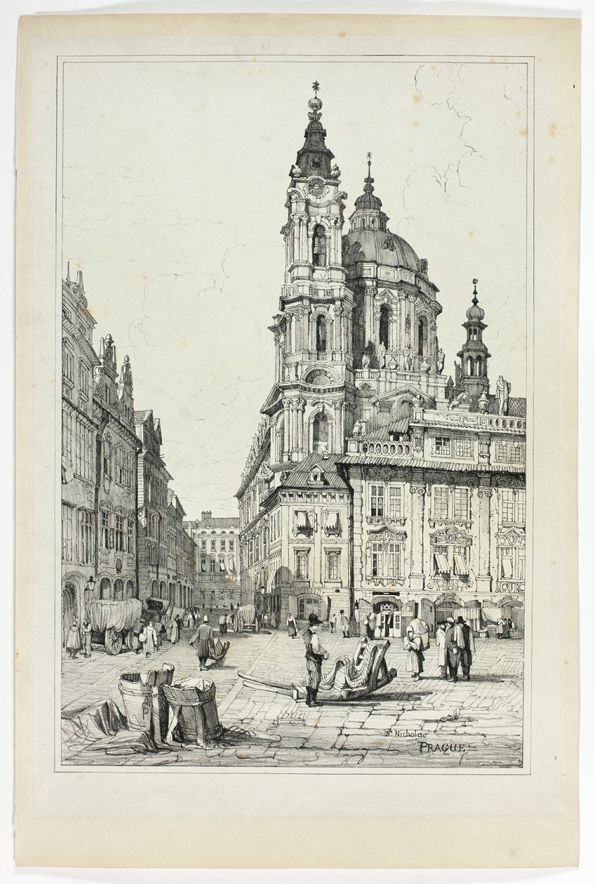 St. Nicholas, Prague, from Facsimiles of Sketches made in Flanders and Germany by Samuel Prout