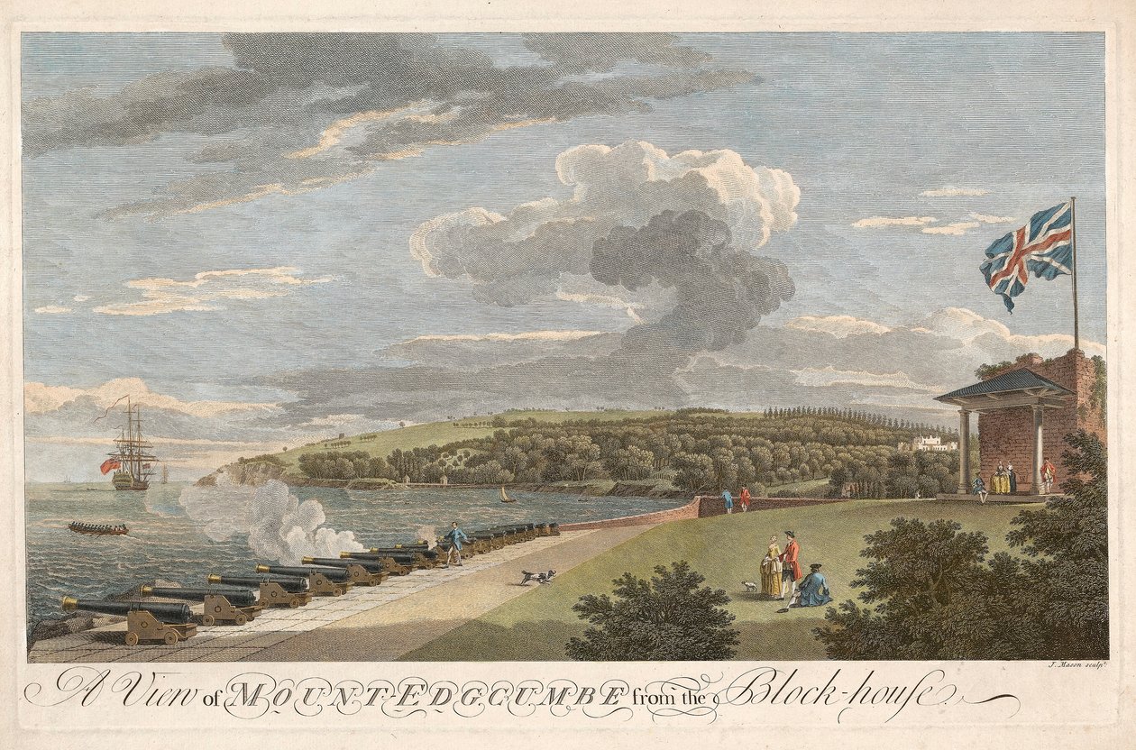A View of Mount Edgcumbe from the Block House, pub. 1755 by Samuel Scott