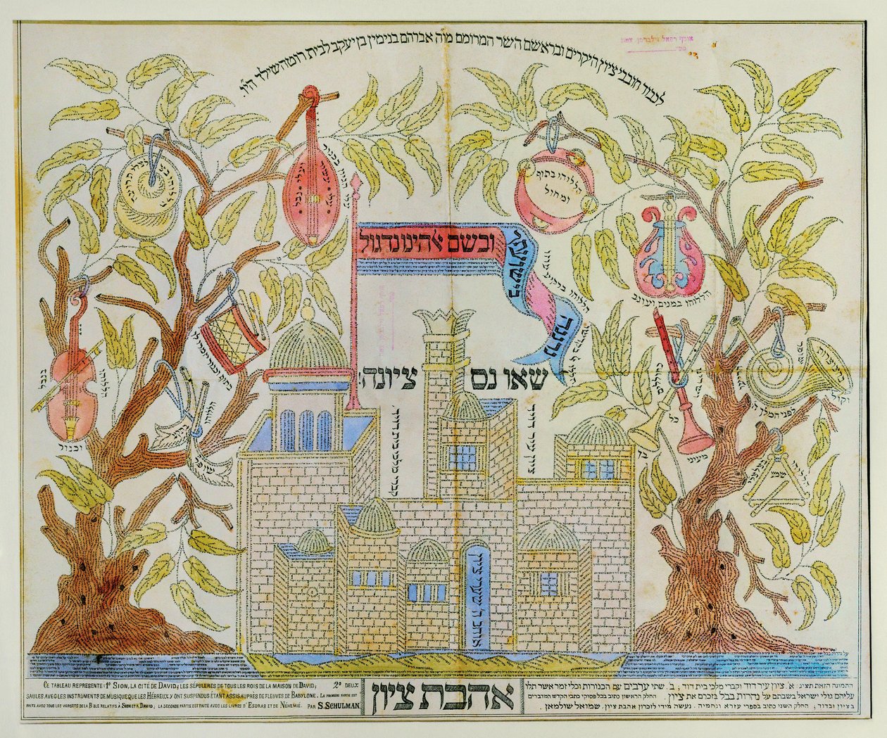 Micrographic Painting of Zion, City of David by Samuel Shulman
