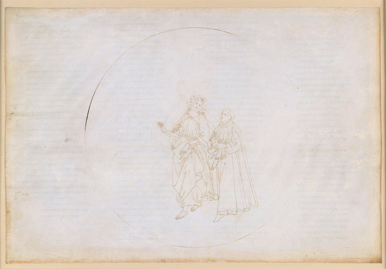 The Divine Comedy, Paradiso XIII. Fourth Planetary Sphere (Heaven of the Sun): Thomas Aquinas Explains to Dante the Principle of Divine Love and the Trinity by Sandro Botticelli