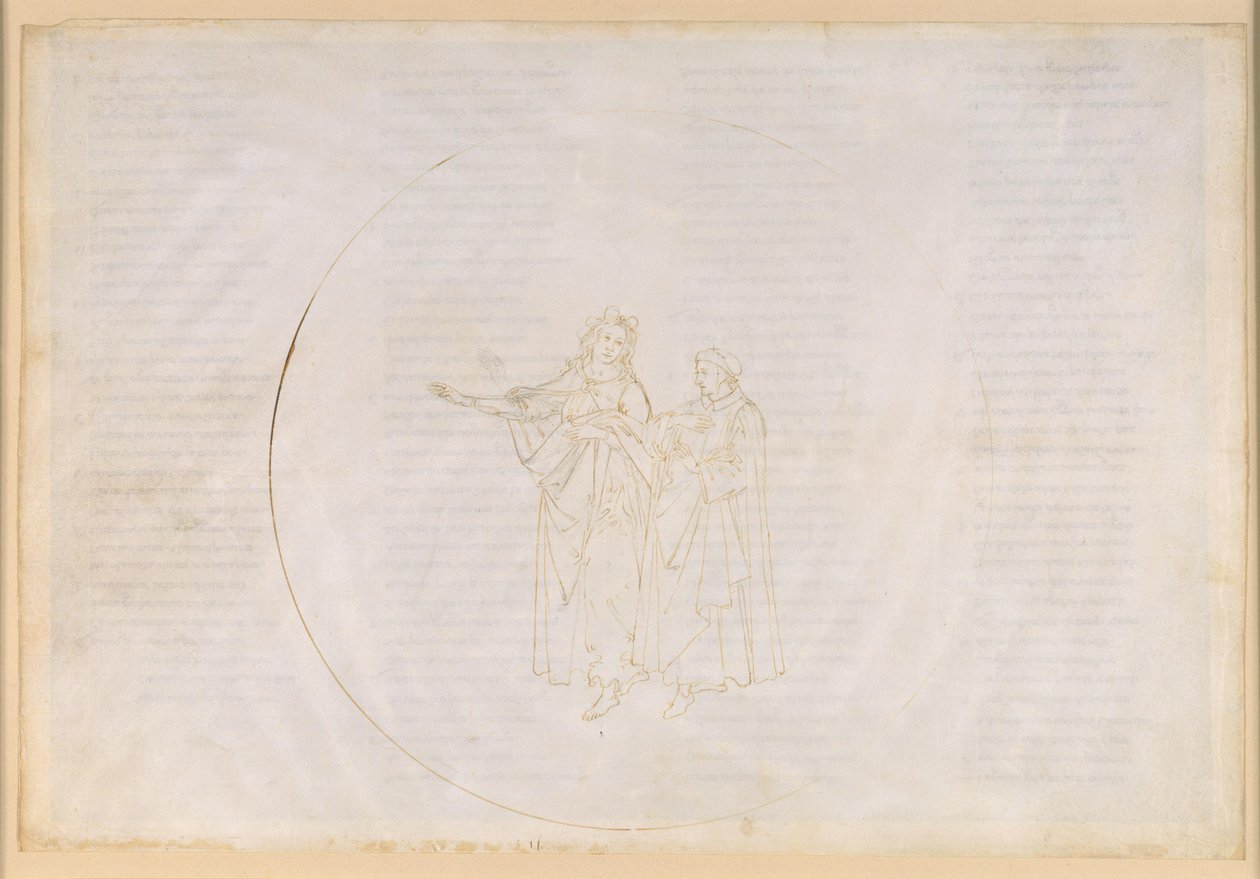 The Divine Comedy, Paradiso XI. Fourth Planetary Sphere (Sun Heaven): Thomas Aquinas Praises the Work of Francis of Assisi Before Dante and Laments the Secularization of His Own Order, the Dominicans by Sandro Botticelli