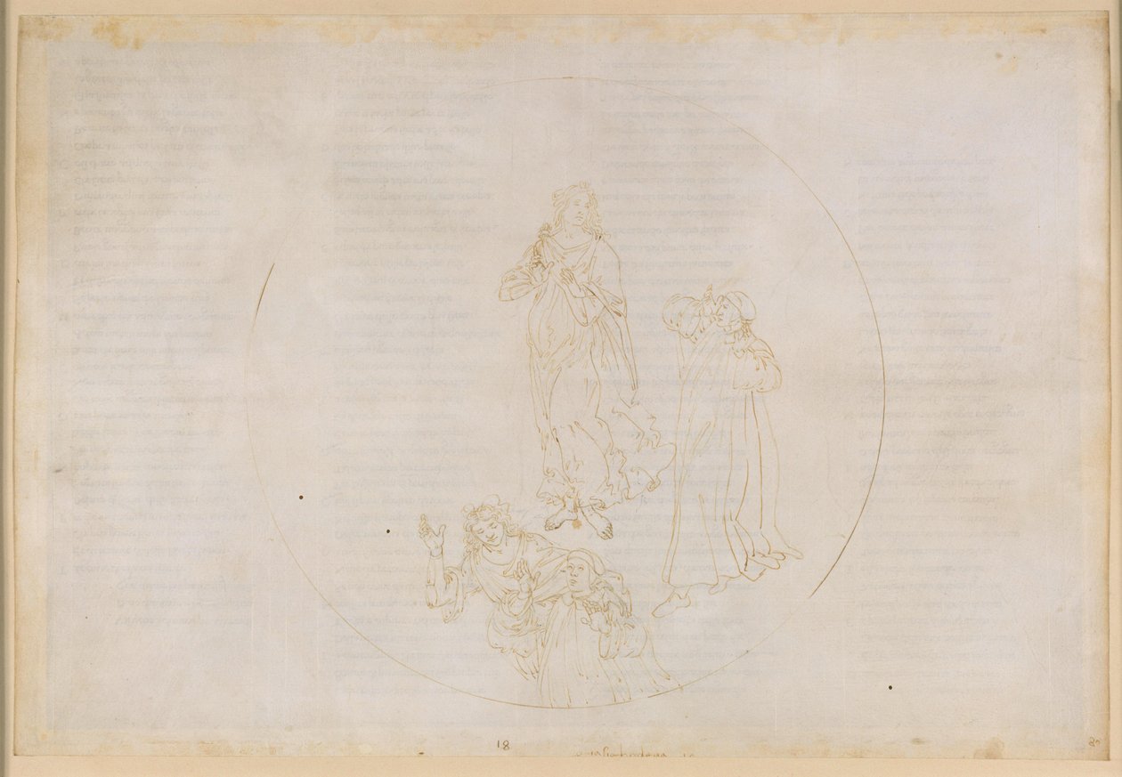 The Divine Comedy, Paradiso XVIII. Fifth Sphere of Heaven (Heaven of Mars): Cacciaguida Names the Blessed Fighters for the Faith - Transition to the Sphere of Jupiter by Sandro Botticelli