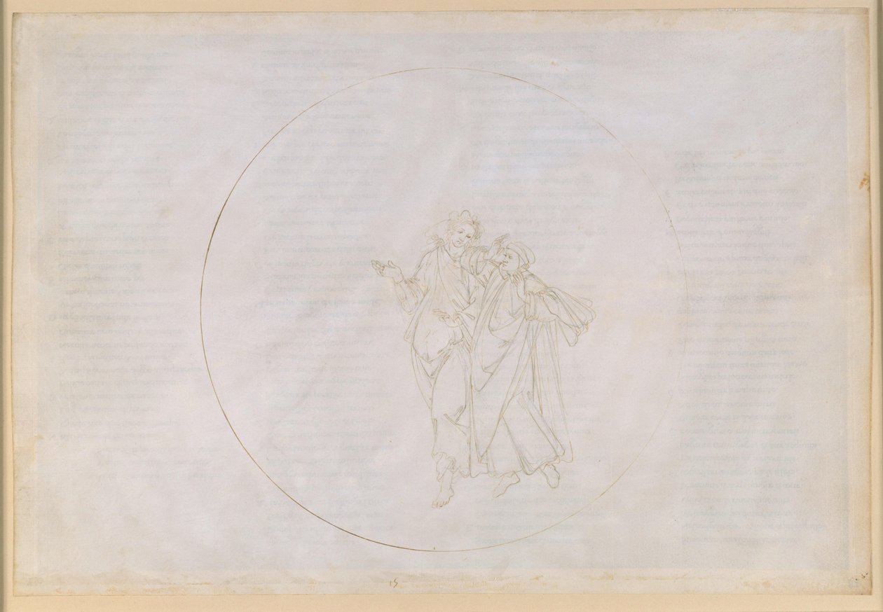 The Divine Comedy, Paradiso XV. Fifth Planetary Sphere (Heaven of Mars): Cacciaguida, Ancestor of the Alighieri Family, Tells Dante About His Ancestors in Old Florence by Sandro Botticelli