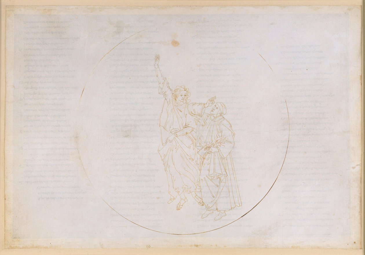 The Divine Comedy, Paradiso X. Ascent to the Fourth Planetary Sphere (Heaven of the Sun): The Light of Thomas Aquinas Introduces Dante to the Heaven of the Wise by Sandro Botticelli