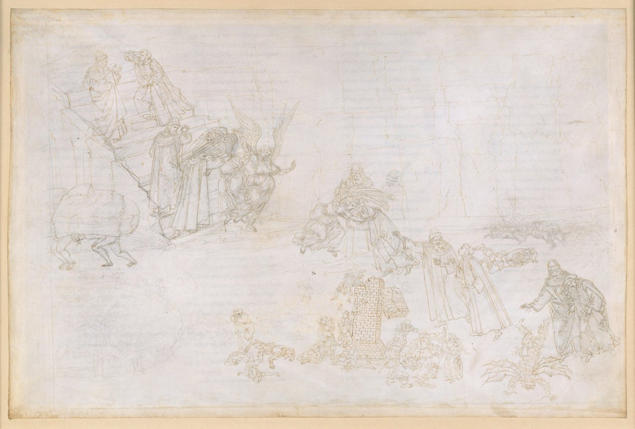 The Divine Comedy, Purgatorio XII. First Ring of Purgatory: Images of the Punishment for Pride; The Angel before the Steps to the Second Ring by Sandro Botticelli