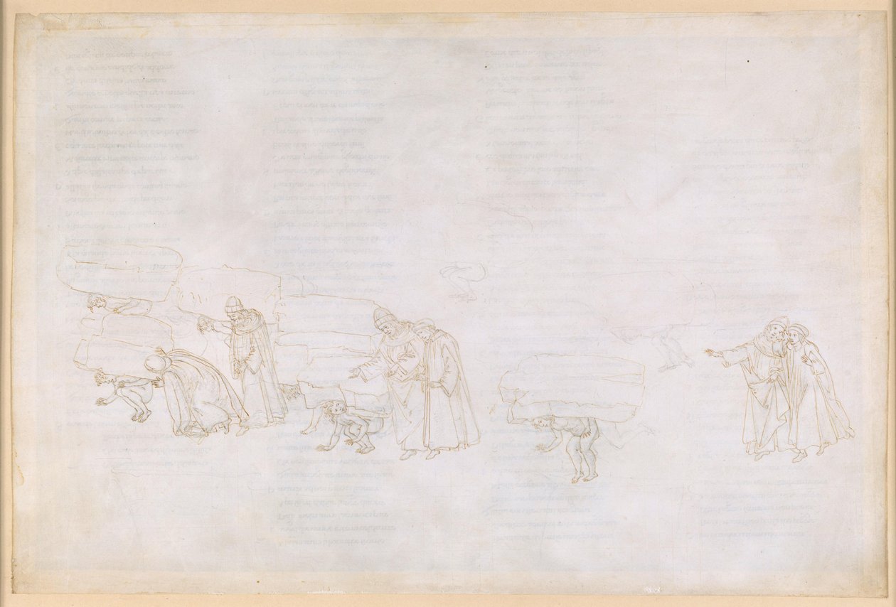 The Divine Comedy, Purgatorio XI. First Ring of Purgatory: Penance of Fame-Seeking Knights and Artists by Sandro Botticelli