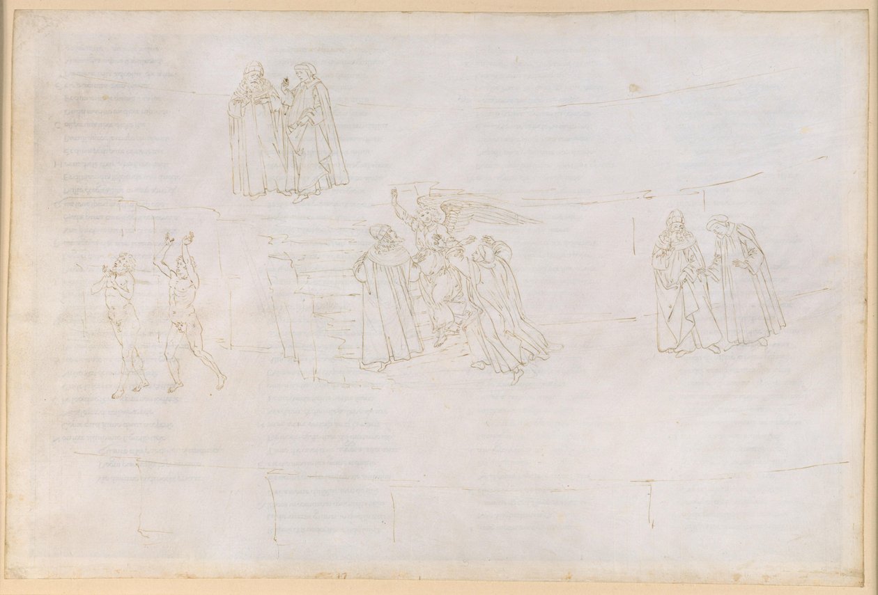 The Divine Comedy, Purgatorio XVII. Ascent to the Fourth Ring of Purgatory: Virgil Explains Purgatory to Dante by Sandro Botticelli