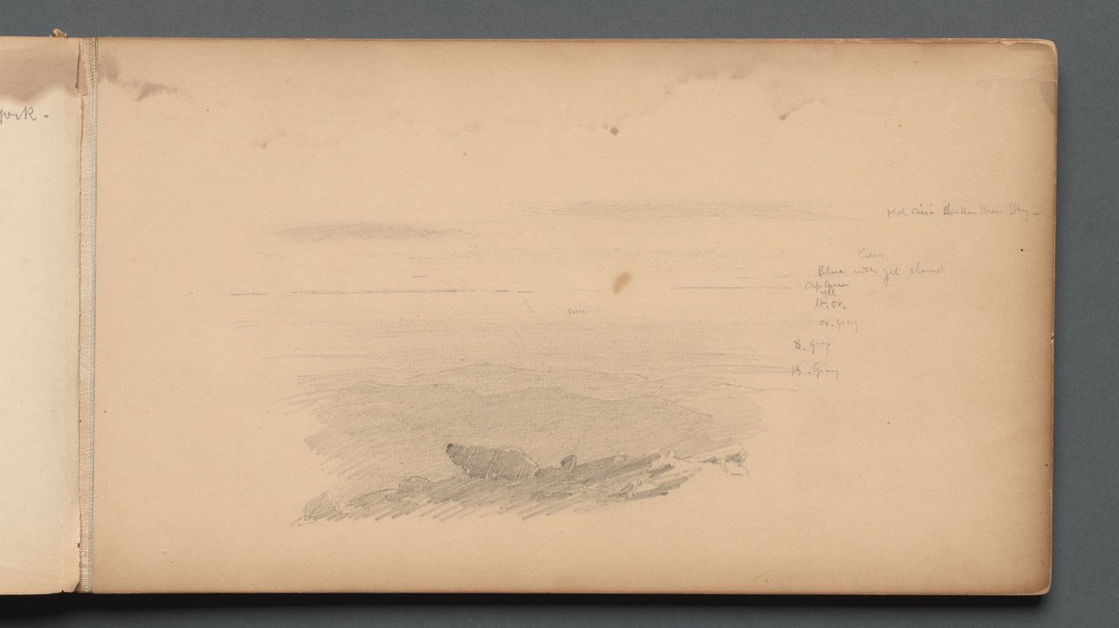 Sketchbook, page 04: Sea Scape with Color Notations by Sanford Robinson Gifford