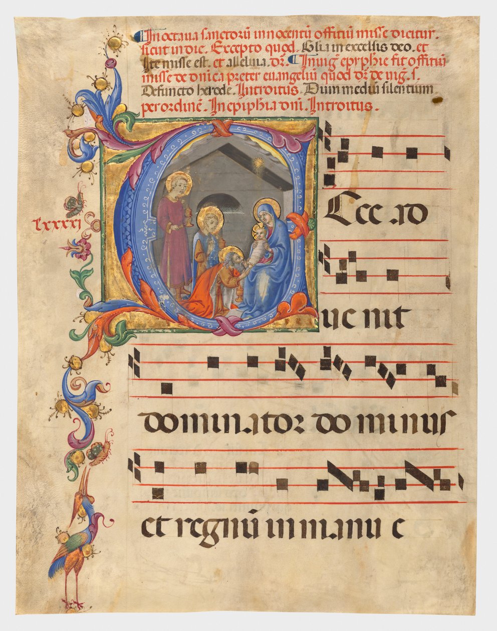 Initial E: The Adoration of the Magi, Leaf from a Gradual by Sano di Pietro
