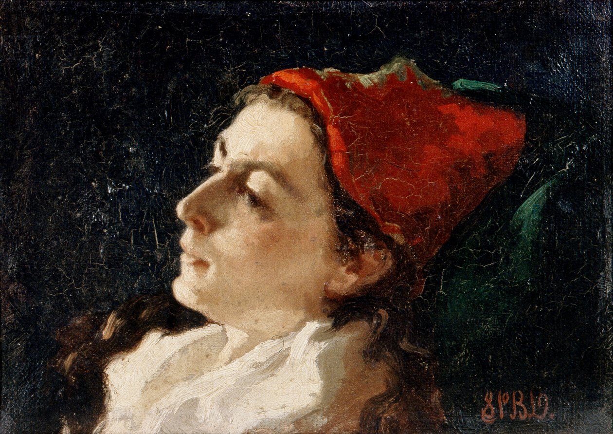 Head of a Woman in a Red Cap by Sarah Paxton Ball Dodson