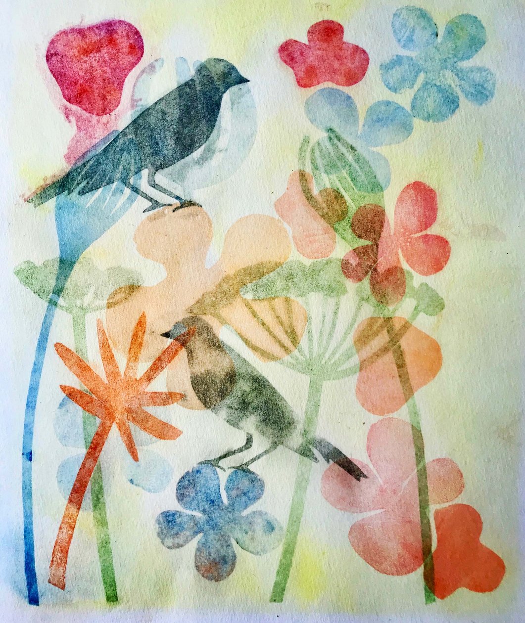 Two Birds and Flowers by Sarah Thompson Engels
