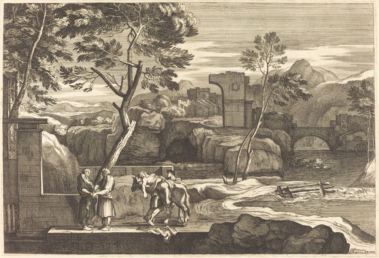 The Samaritan Takes the Man to an Inn by Sébastien Bourdon