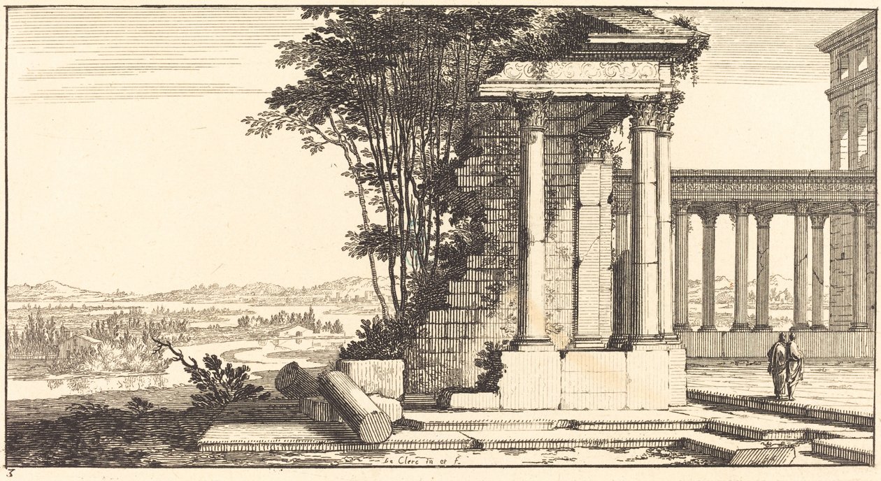 Landscape with Classical Ruins by Sébastien  Le Clerc I