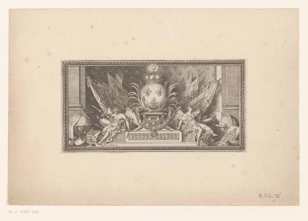 Vignette with Globe and Coat of Arms of France by Sébastien Leclerc (I)
