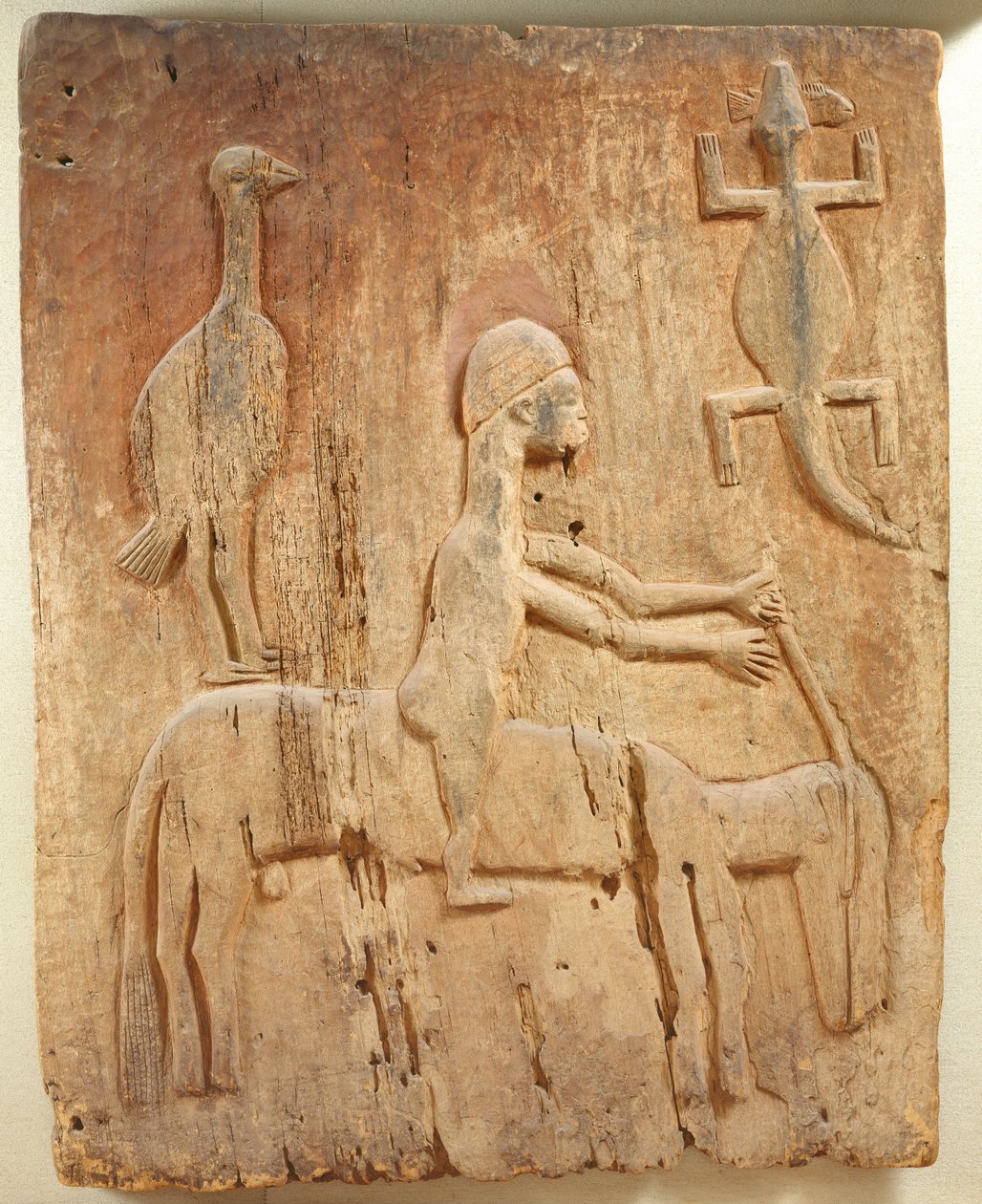 Door with a Relief Depicting a Horseman, Baule Population, from the Ivory Coast by School African
