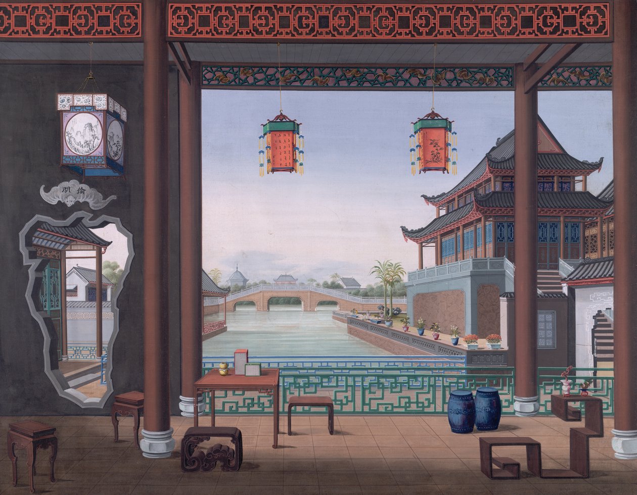 Drawing of the Interior of the House of a Chinese Official by School Chinese