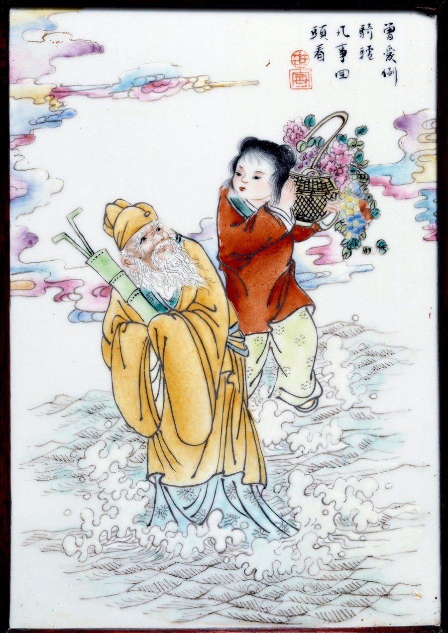 Allegory of Spring: A woman holding a basket of flowers and an old man ...