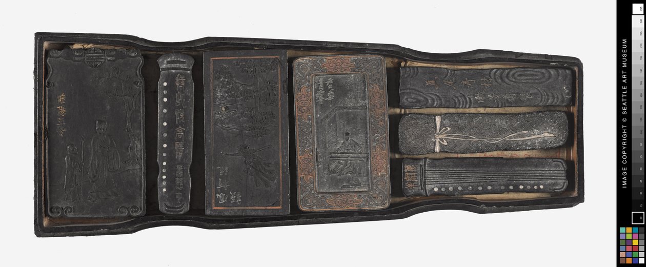 Set of ink sticks in lacquer box, late 17th to early 18th century by School Chinese