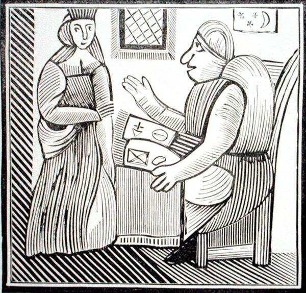 A Woman seeks guidance from the Soothsayer, copy of an illustration from 