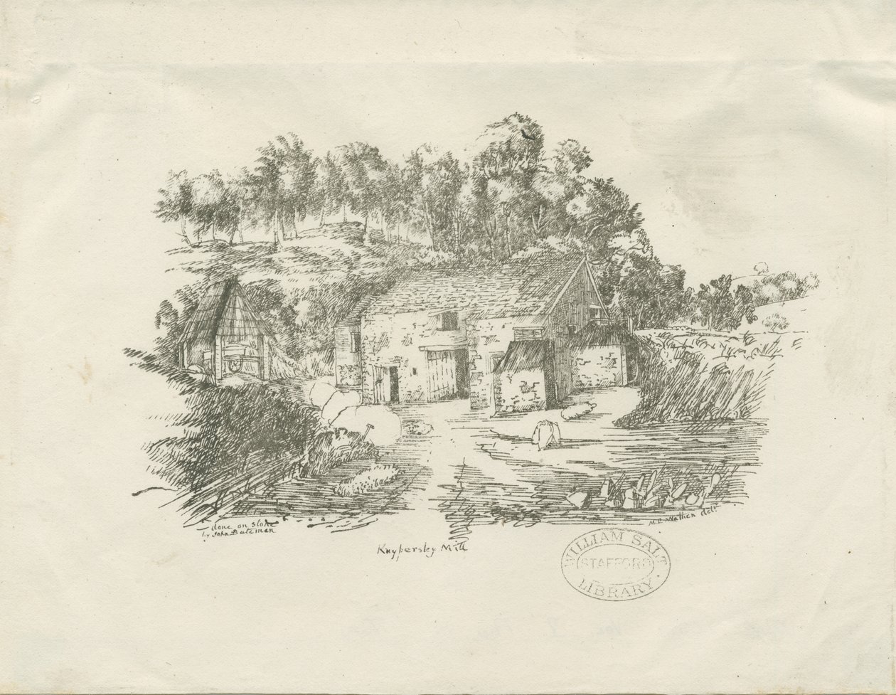 Biddulph - Knypersley Mill: lithograph by School English