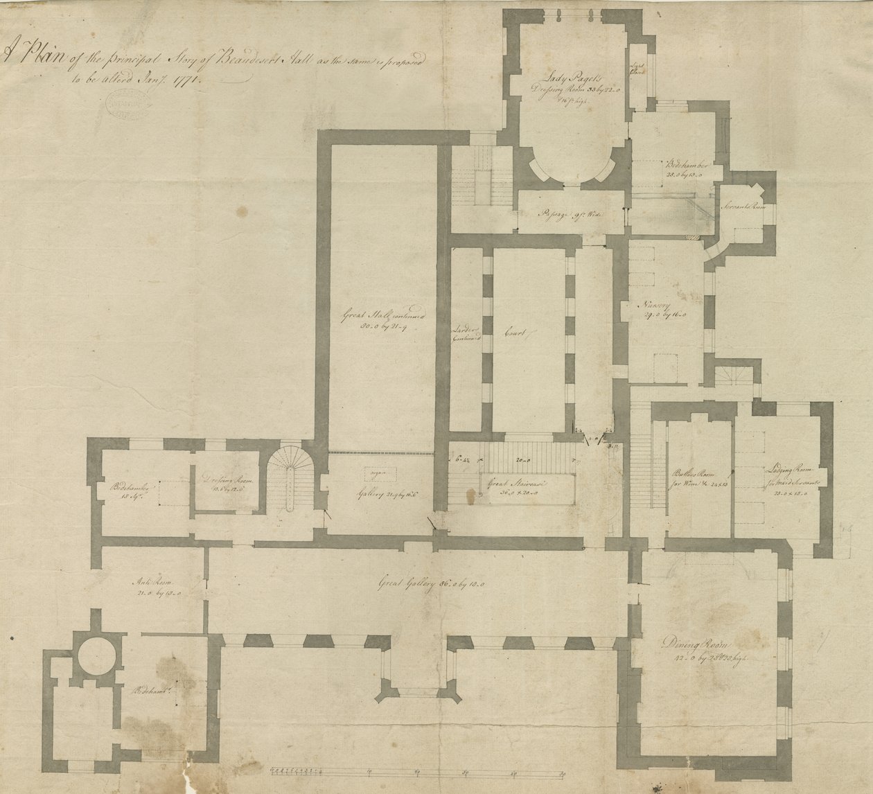 Interior of Beaudesert Hall and Park by School English