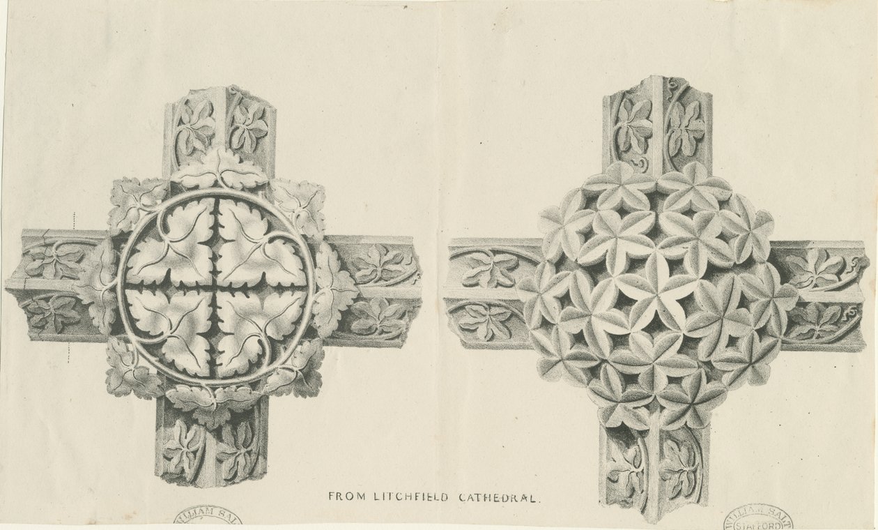 Interior of Lichfield Cathedral - Carved Foliage: lithograph, nd [?19th cent] by School English