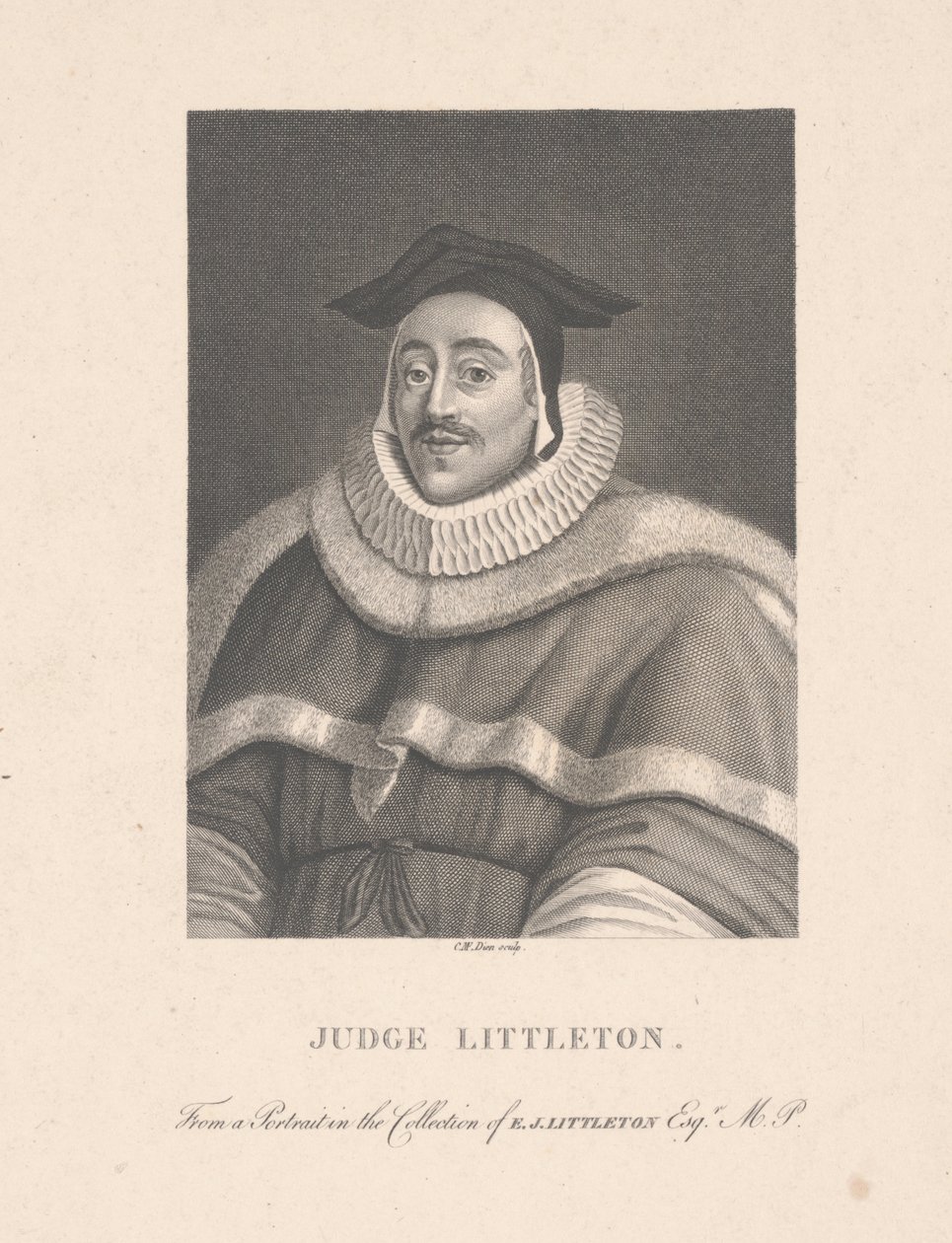 Judge Littleton, engraved by C. M. Dien by School English