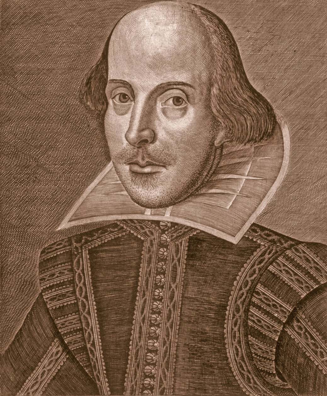 Portrait of William Shakespeare, engraved by Martin Droeshout by School English