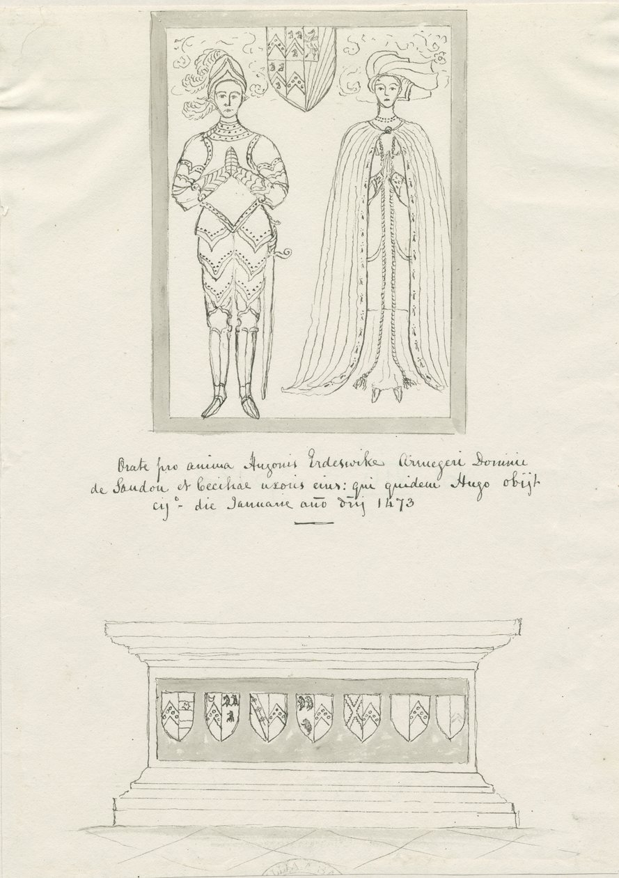 Sandon Church - Tomb of Hugh Erdeswicke and Cecilia [Bassett] by School English
