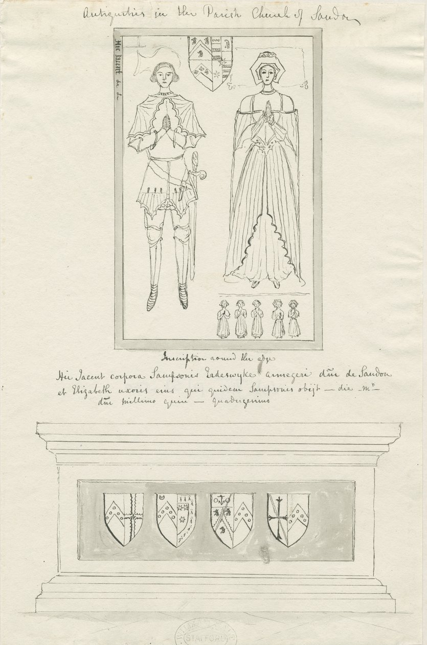 Sandon Church - Tomb of Sampson Erdeswicke and Elizabeth by School English